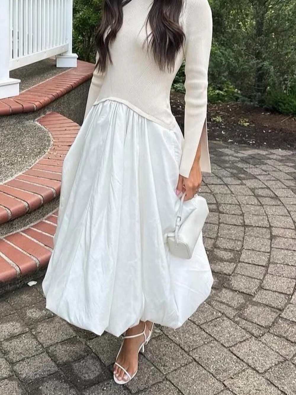 Simkhai Kenlie mixed-media bubble skirt midi dress XS brand new only once